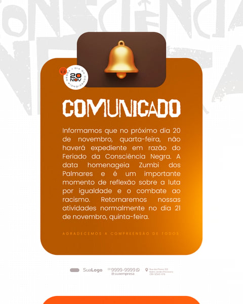 COMUNICADO DIA DA CONSCIÊNCIA NEGRA 20 DE NOVEMBRO SOCIAL MEDIA PSD EDITÁVEL (1)