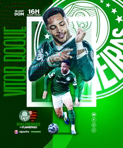 FLYER ESPORTIVO FUTEBOL CAMPEONATO BRASILEIRO PALMEIRAS VITOR ROQUE