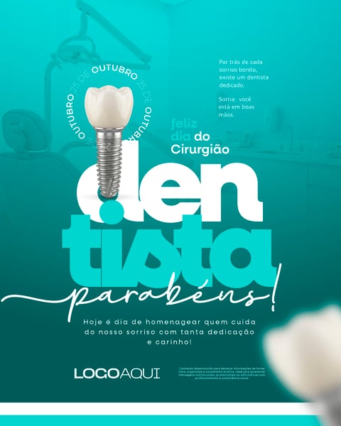 DIA DO CIRURGIÃO DENTISTA 25 DE OUTUBRO VERDE SOCIAL MEDIA FLYER PSD EDITÁVEL