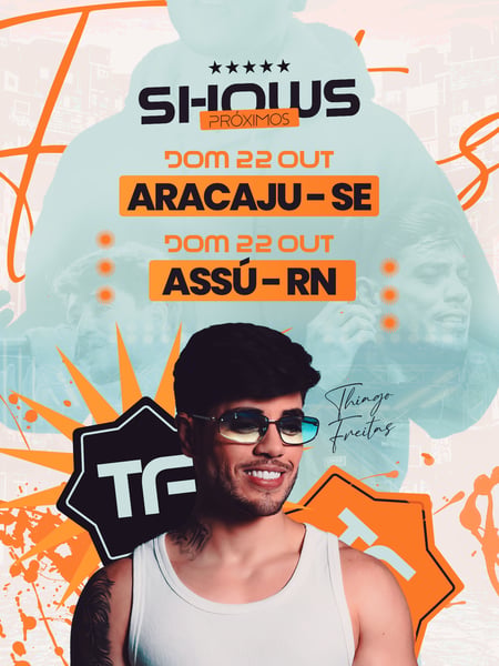 FLYER AGENDA SEMANAL PRÓXIMOS SHOWS THIAGO FREITAS FEED PSD EDITÁVEL