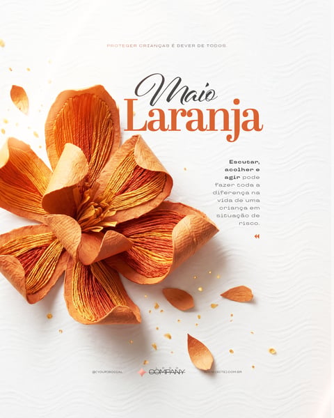 MAIO LARANJA CAMPANHA COMBATE ABUSO EXPLORAÇÃO INFANTIL SOCIAL MEDIA PSD EDITÁVEL 1