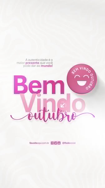 BEM VINDO OUTUBRO MÊS FRASE COMUNICADO AVISO INFORME SOCIAL MEDIA PSD EDITÁVEL