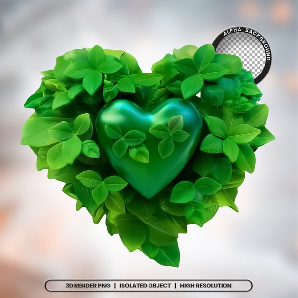 BNB SELO 3D RENDER CORAÇÃO FOLHAS ELEMENTO ÍCONE PSD PNG (883)