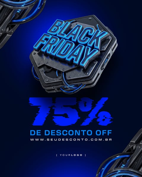 BANNER SOCIAL MEDIA BLACK FRIDAY NEON AZUL PSD EDITÁVEL