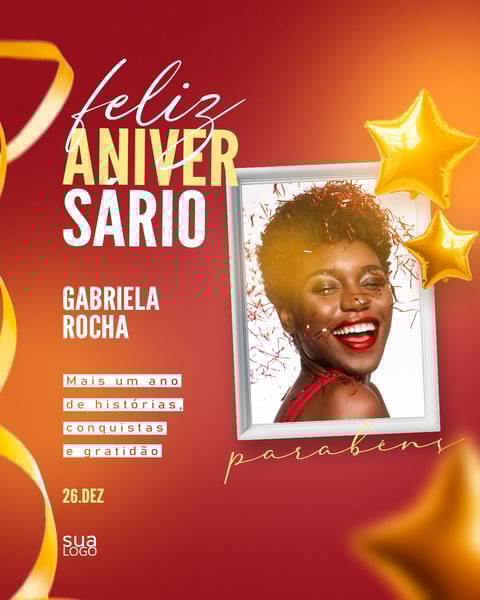 FLYER DE REDE SOCIAIS DE FELIZ ANIVERSÁRIO PSD FEED 