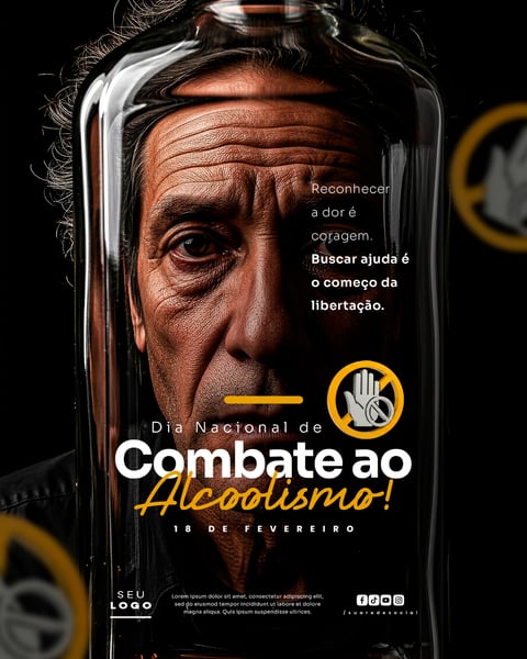 DIA NACIONAL DE COMBATE AO ÁLCOOLISMO 18 DE FEVEREIRO SOCIAL MEDIA PSD EDITÁVEL 5