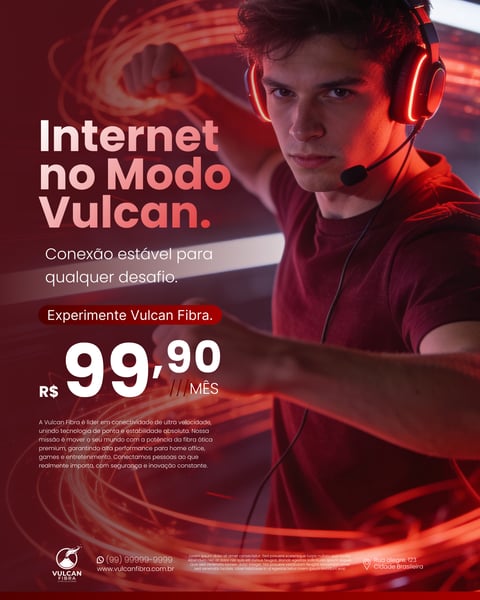 Banner De Internet Fibra Ótica Com Jovem Gamer E Tecnologia Social Media PSD Editável