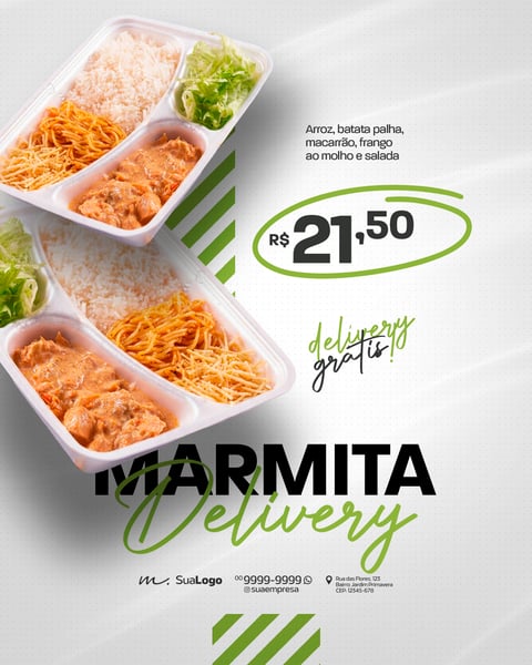 MARMITA DELIVERY CARDÁPIO E PROMOÇÃO SEMANAL SOCIAL MEDIA PSD EDITÁVEL 2