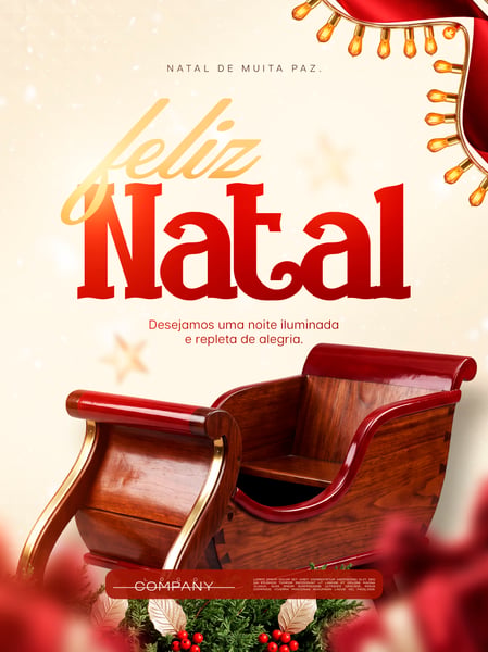 FELIZ NATAL TRENÓ DE MADEIRA SOCIAL MEDIA FLYER PSD EDITÁVEL