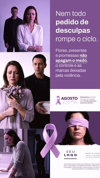 AGOSTO LILÁS CAMPANHA DE CONSCIENTIZAÇÃO E COMBATE PELO FIM DA VIOLÊNCIA CONTRA A MULHER STORY SOCIAL MEDIA PSD EDITÁVEL 5