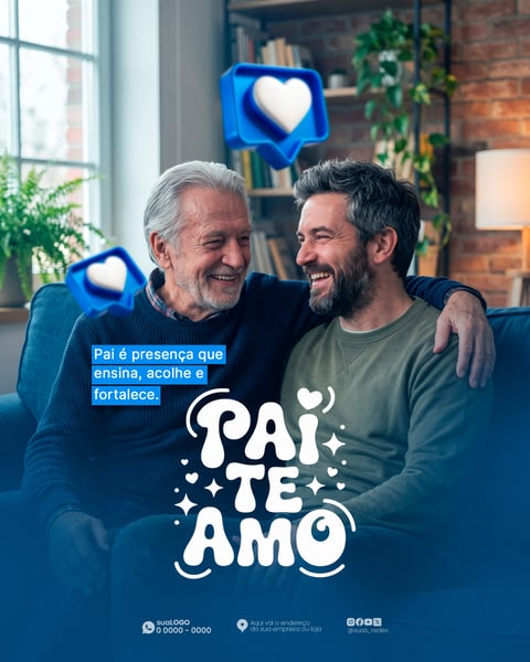 FLYER DIA DOS PAIS PAI E FILHO AFETO AZUL PSD EDITÁVEL