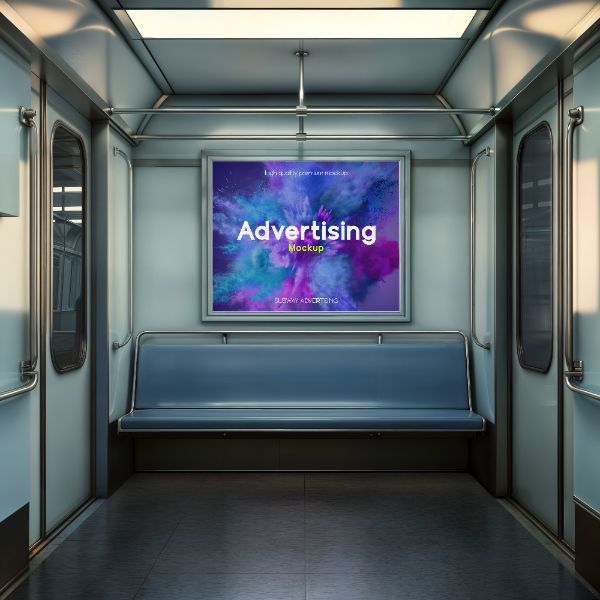 PROPAGANDA EM METRÔ PSD EDITÁVEL MOCKUP