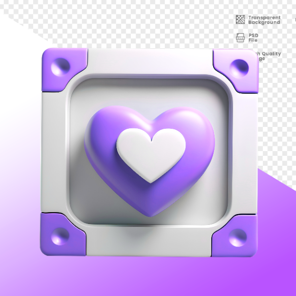 CORAÇÃO QUADRADO -  ELEMENTO 3D CORAÇÃO  PARA COMPOSIÇÃO