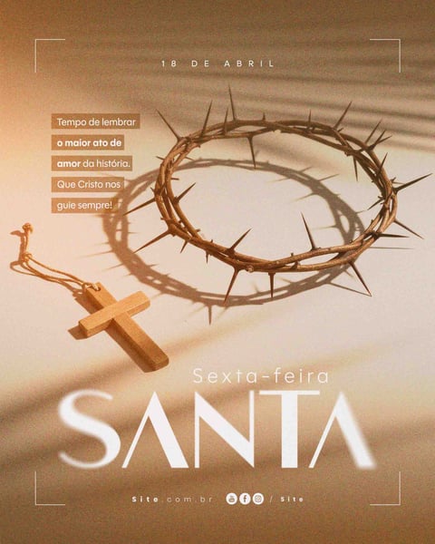 Sexta Feira Santa 18 de abril Páscoa Cristã data comemorativa social media editavel
