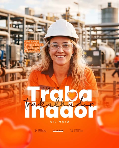 DIA DO TRABALHADOR 01 DE MAIO PARABÉNS SOCIAL MEDIA PSD EDITÁVEL 1