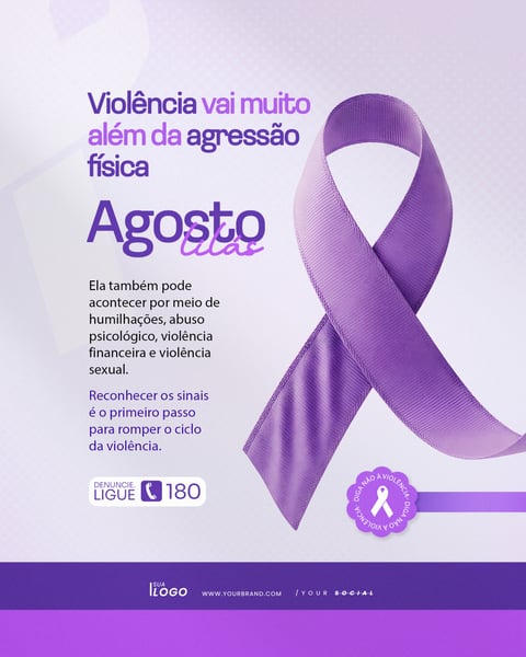 AGOSTO LILÁS CAMPANHA COMBATE À VIOLÊNCIA CONTRA A MULHER SOCIAL MEDIA PSD EDITÁVEL 6