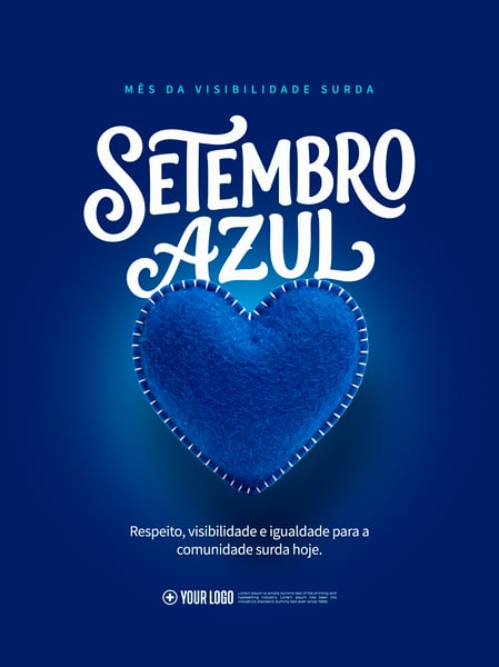 SETEMBRO AZUL SURDOS IGUALDADE SOCIAL MEDIA PSD EDITÁVEL