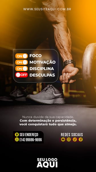POST STORY - ACADEMIA - FOCO, MOTIVAÇÃO E DISCIPLINA