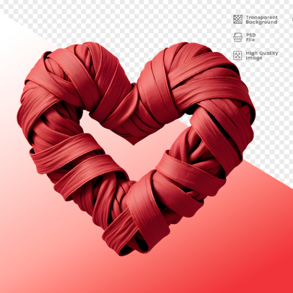 CORAÇÃO DE FITA -  ELEMENTO 3D CORAÇÃO  PARA COMPOSIÇÃO