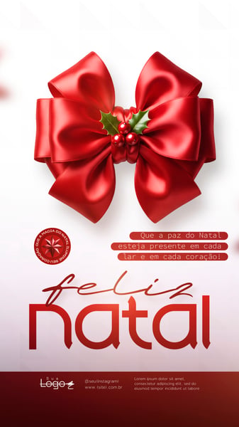 FELIZ NATAL LAÇO VERMELHO SOCIAL MEDIA FLYER PSD EDITÁVEL STORY