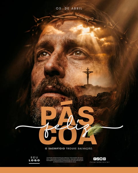 Feliz Páscoa 05 DE ABRIL SOCIAL MEDIA PSD EDITÁVEL 2