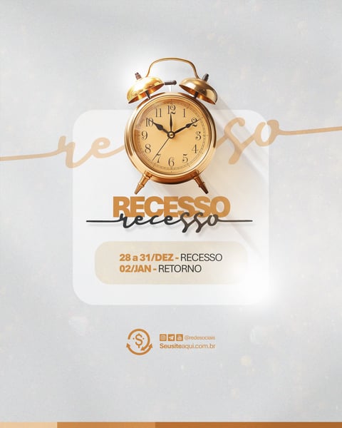 AVISO INFORME HORÁRIO COMUNICADO FELIZ NATAL ANO NOVO SOCIAL MEDIA PSD EDITÁVEL