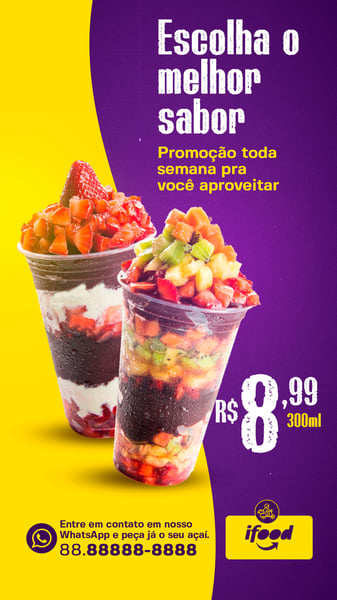 STORY ESCOLHA O MELHOR SABOR AÇAITERIA SOCIAL MEDIA PSD EDITÁVEL