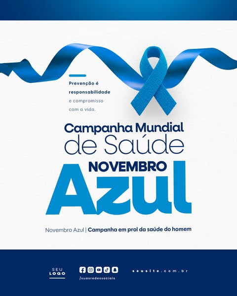 NOVEMBRO AZUL MÊS DE COMBATE AO CÂNCER DE PRÓSTATA CAMPANHA MUNDIAL DE SAÚDE SOCIAL MEDIA PSD EDITÁVEL 1