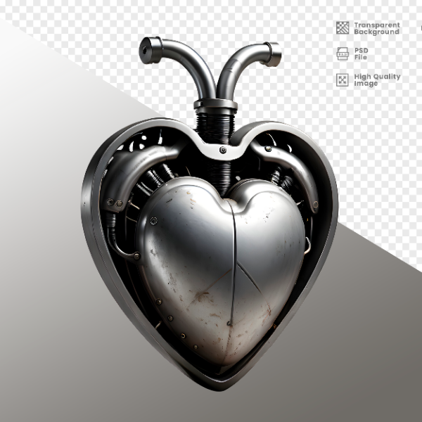 CORAÇÃO FERRO E MADEIRA  ELEMENTO 3D PARA COMPOSIÇÃO - HEART