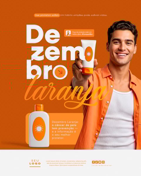 DEZEMBRO LARANJA MÊS DE CONSCIENTIZAÇÃO SOBRE O CÂNCER DE PELE SOCIAL MEDIA PSD EDITÁVEL (6)