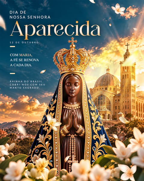 Nossa Senhora Aparecida 12 de Outubro Com Maria A Fé Se Renova PSD Editável