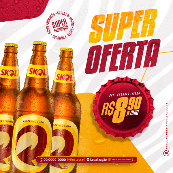 FLYER CERVEJA SKOL, SOCIAL MEDIA BAR E CERVEJARIA, BEBIDAS E COMIDAS, PROMOÇÃO