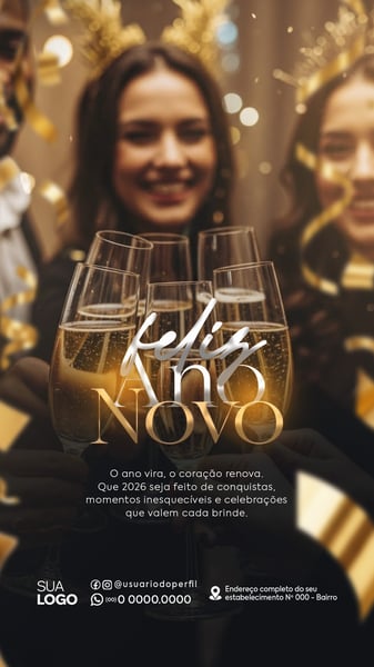 POST STORY FELIZ ANO NOVO 2026 SOCIAL MEDIA PSD EDITÁVEL 2