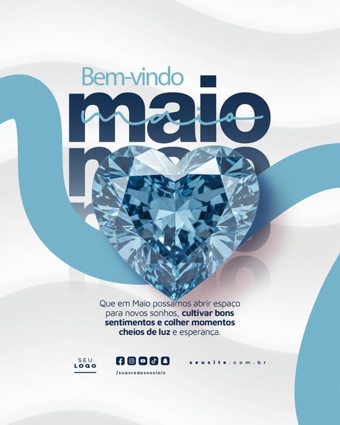 BEM VINDO MAIO SAUDAÇÃO MÊS SOCIAL MEDIA POST EDITÁVEL FEED