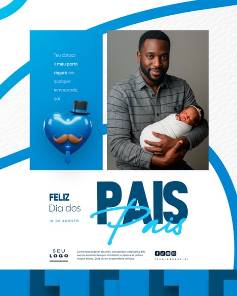 DIA DOS PAIS AGOSTO SOCIAL MEDIA POST EDITÁVEL FEED