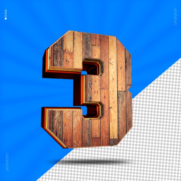 NÚMERO 3D MADEIRA PARA COMPOSIÇÃO