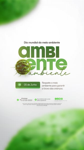 05 DE JUNHO - DIA MUNDIAL DO MEIO AMBIENTE SOCIAL MEDIA PSD EDITÁVEL