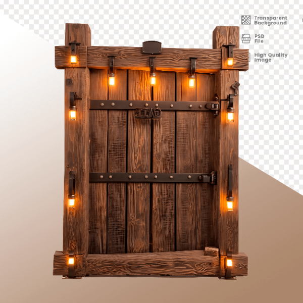 PORTA DE MADEIRA COM LUZ - ELEMENTO 3D PARA COMPOSIÇÃO