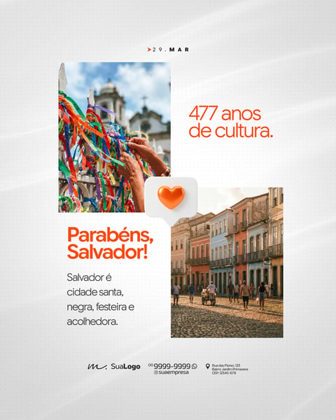 COMEMORAÇÃO ANIVERSÁRIO DE SALVADOR 29 DE MARÇO SOCIAL MEDIA PSD EDITÁVEL 2