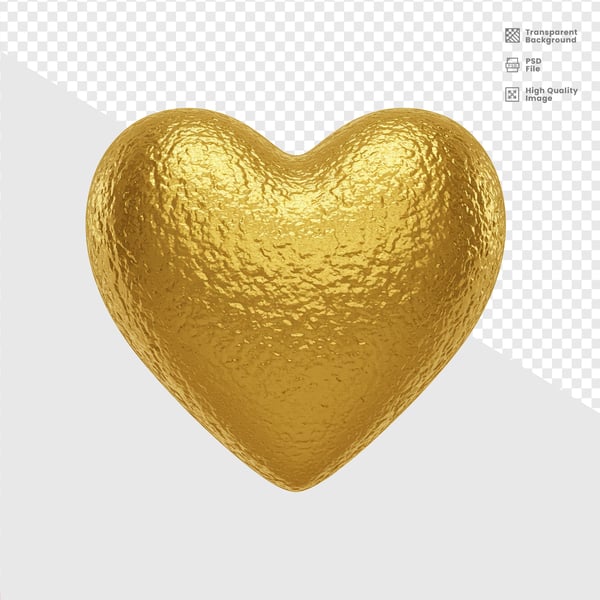 ELELEMENTO 3D DOURADO CORAÇÃO 14