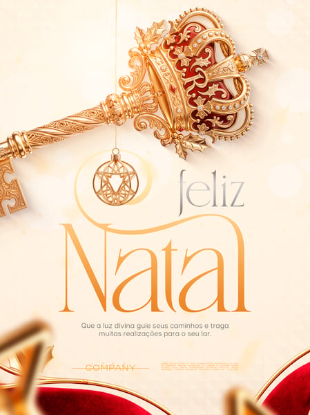 FELIZ NATAL CHAVE DOURADA COROA SOCIAL MEDIA FLYER PSD EDITÁVEL