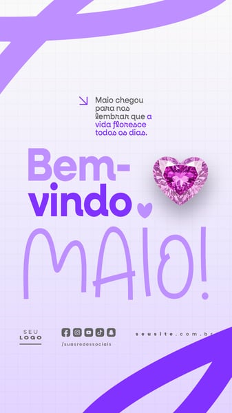 BEM VINDO MAIO SAUDAÇÃO MÊS SOCIAL MEDIA POST EDITÁVEL STORY