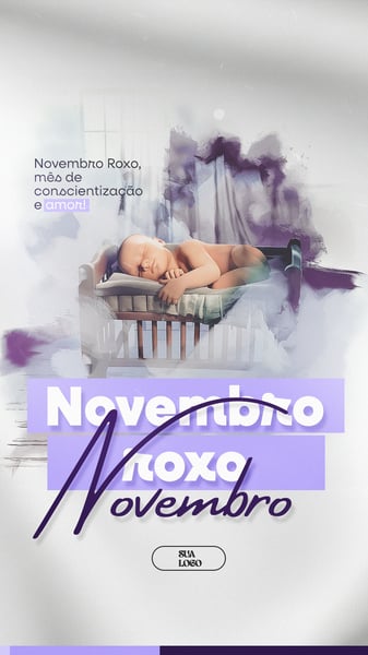 NOVEMBRO ROXO MÊS DA CONSCIENTIZAÇÃO DA PREMATURIDADE SOCIAL MEDIA PSD EDITÁVEL