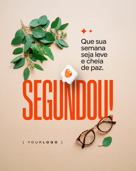 Post SEGUNDA-FEIRA ÓCULOS DE GRAU E FOLHAS PSD EDITÁVEL