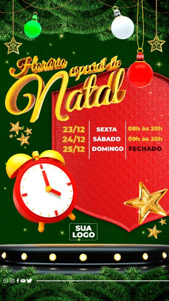 STORY HORÁRIO ESPECIAL DE NATAL PSD EDITÁVEL