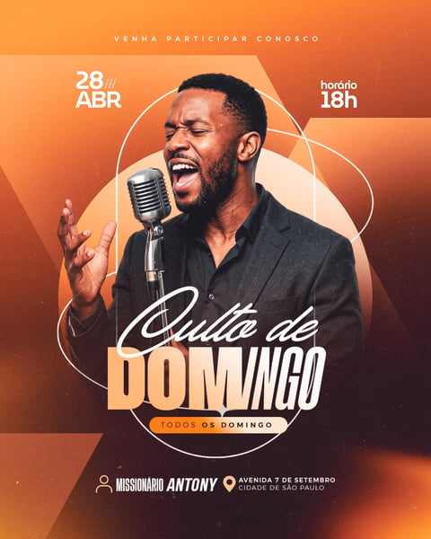 FLYER GOSPEL CULTO DE ADORAÇÃO SOCIAL MEDIA PSD EDITÁVEL