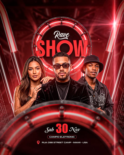 FLYER RAVE SHOW PSD TEMPLATE EDITÁVEL