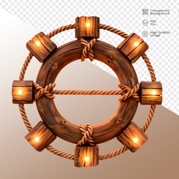 CÍRCULO DE MADEIRA COM LUZ - ELEMENTO 3D PARA COMPOSIÇÃO - WOOD