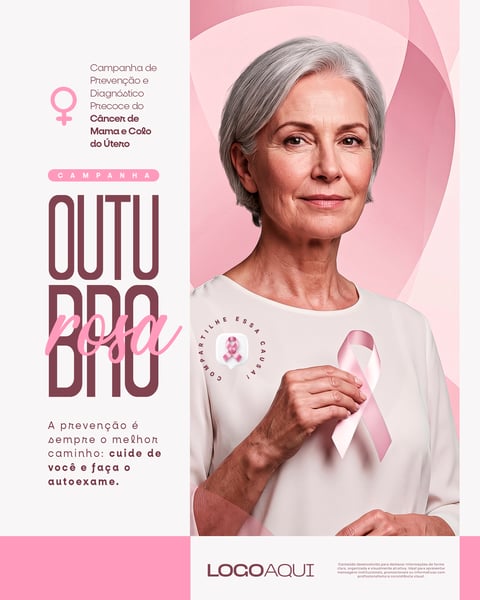 OUTUBRO ROSA CÂNCER DE MAMA SOCIAL MEDIA FLYER PSD EDITÁVEL