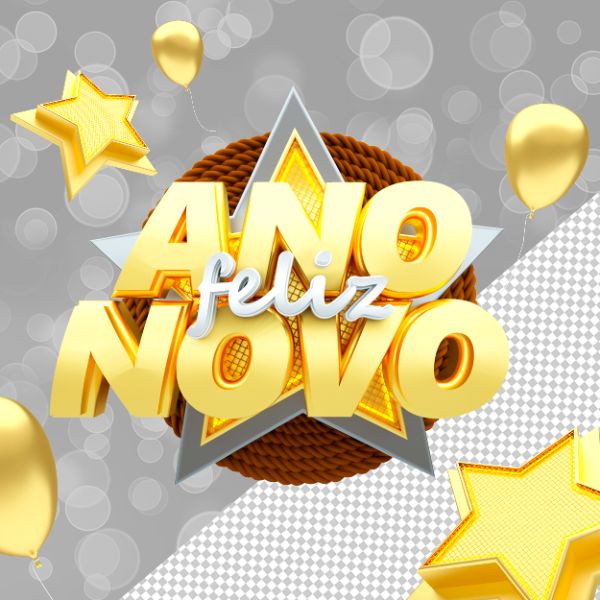 SELO 3D FELIZ ANO NOVO